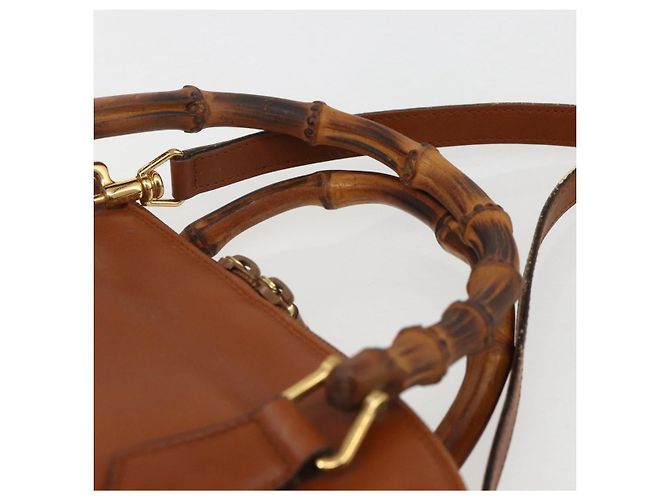 Borsa a mano in pelle Gucci Bamboo 2 in 1 marrone oro 000 1274 0290 Auth 155221 - vista 8
