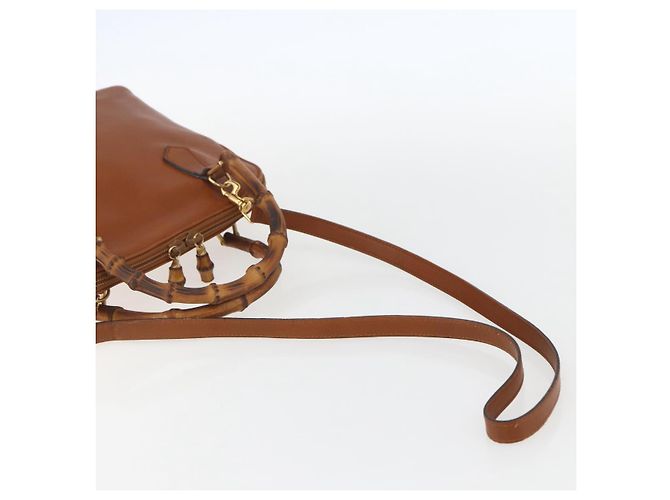 Borsa a mano in pelle Gucci Bamboo 2 in 1 marrone oro 000 1274 0290 Auth 155221 - vista 9