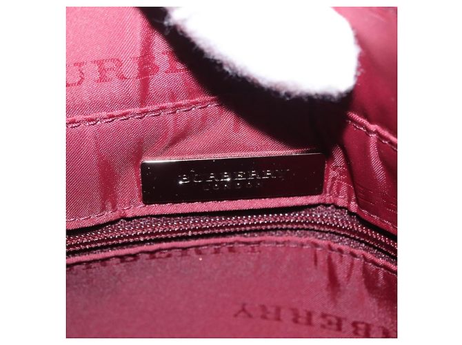 Burberry Borsa a Spalla Nova Check in Nylon e Pelle Grigia Argento Auth ka787 Marrone - vista 15