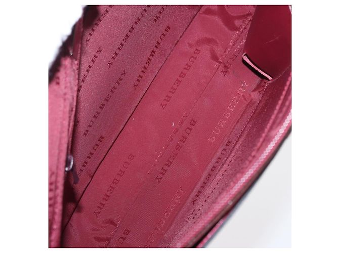 Burberry Borsa a Spalla Nova Check in Nylon e Pelle Grigia Argento Auth ka787 Marrone - vista 16