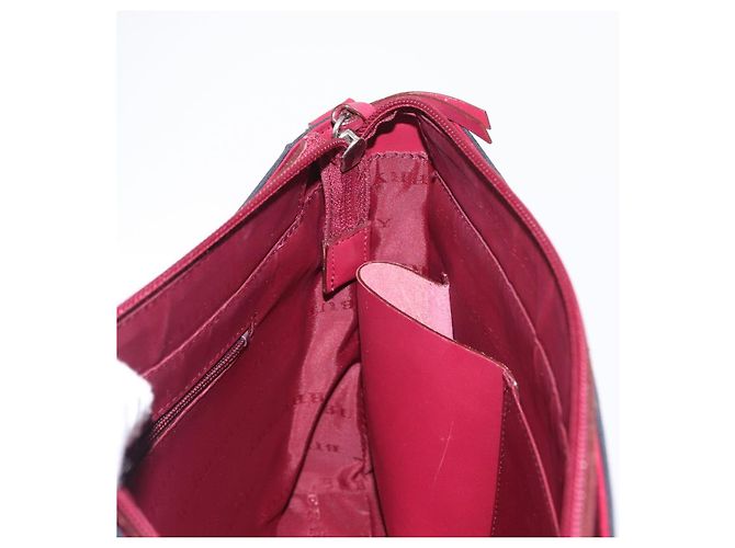 Burberry Borsa a Spalla Nova Check in Nylon e Pelle Grigia Argento Auth ka787 Marrone - vista 17