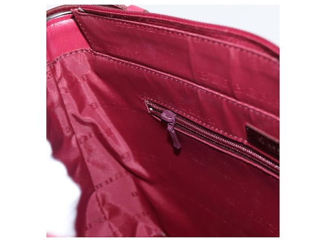 Burberry Borsa a Spalla Nova Check in Nylon e Pelle Grigia Argento Auth ka787 Marrone - vista 19