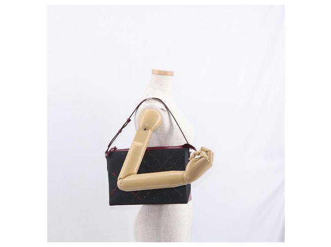 Burberry Borsa a Spalla Nova Check in Nylon e Pelle Grigia Argento Auth ka787 Marrone - vista 21