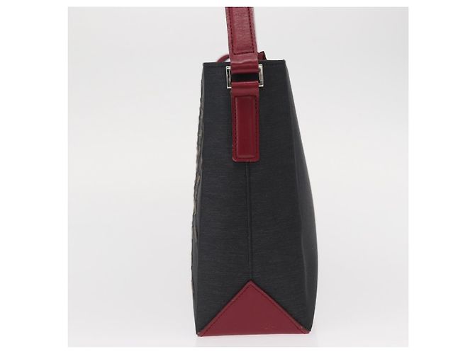 Burberry Borsa a Spalla Nova Check in Nylon e Pelle Grigia Argento Auth ka787 Marrone - vista 4