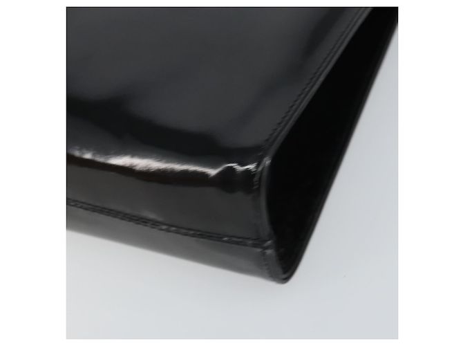 Borsa a Spalla Chain Gancini Salvatore Ferragamo Smalto Nero Oro Auth 157615 - vista 10