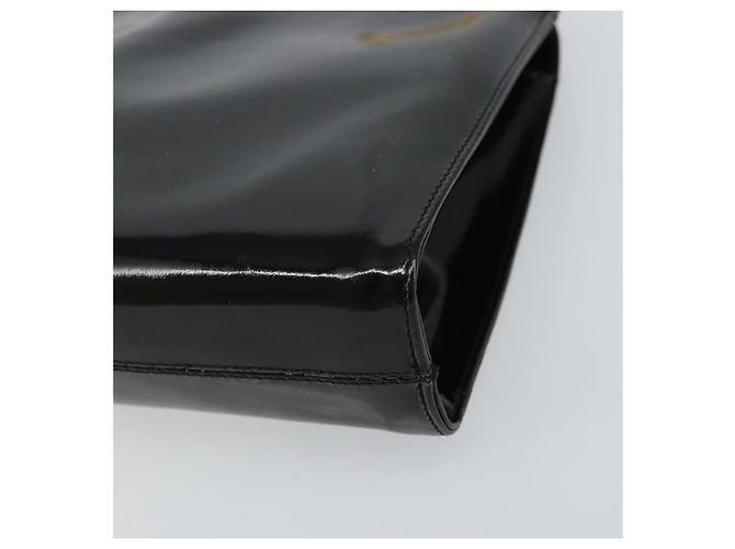 Borsa a Spalla Chain Gancini Salvatore Ferragamo Smalto Nero Oro Auth 157615 - vista 12