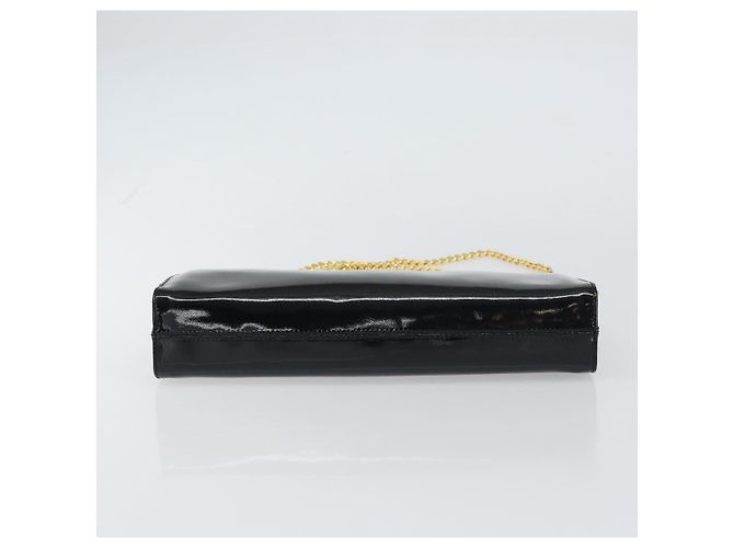 Borsa a Spalla Chain Gancini Salvatore Ferragamo Smalto Nero Oro Auth 157615 - vista 9
