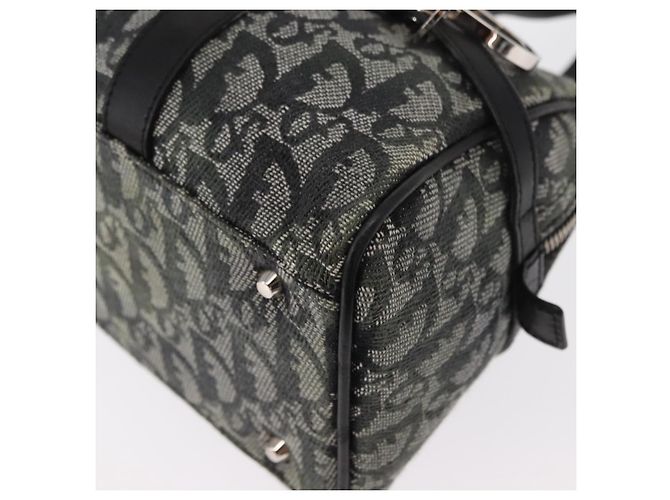 Bolso de mano de lona Trotter Christian Dior Negro Plata Auth 156495 - vista 11
