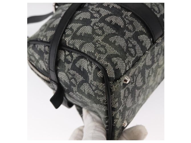 Bolso de mano de lona Trotter Christian Dior Negro Plata Auth 156495 - vista 12