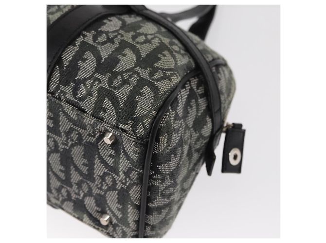 Bolso de mano de lona Trotter Christian Dior Negro Plata Auth 156495 - vista 13