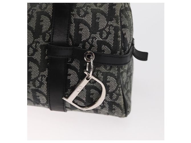 Bolso de mano de lona Trotter Christian Dior Negro Plata Auth 156495 - vista 15