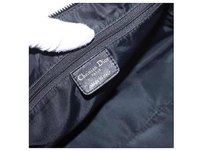 Bolso de mano de lona Trotter Christian Dior Negro Plata Auth 156495 - vista 17