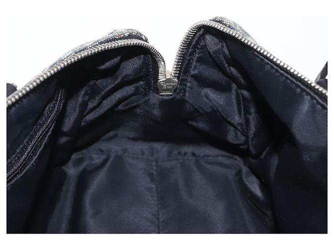 Bolso de mano de lona Trotter Christian Dior Negro Plata Auth 156495 - vista 19