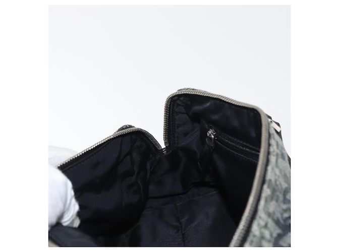 Bolso de mano de lona Trotter Christian Dior Negro Plata Auth 156495 - vista 20