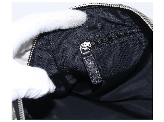 Bolso de mano de lona Trotter Christian Dior Negro Plata Auth 156495 - vista 21
