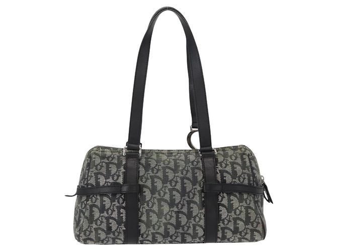 Bolso de mano de lona Trotter Christian Dior Negro Plata Auth 156495 - vista 3