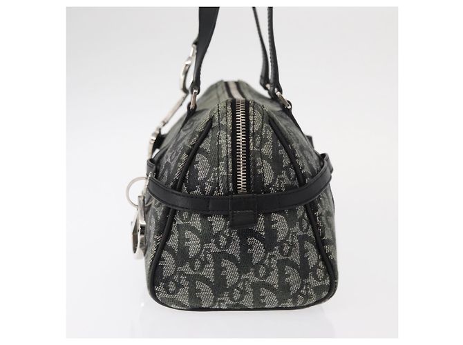 Bolso de mano de lona Trotter Christian Dior Negro Plata Auth 156495 - vista 4