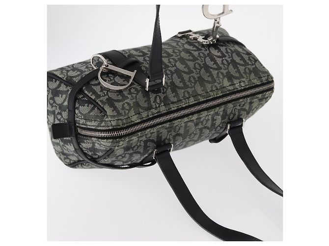 Bolso de mano de lona Trotter Christian Dior Negro Plata Auth 156495 - vista 6