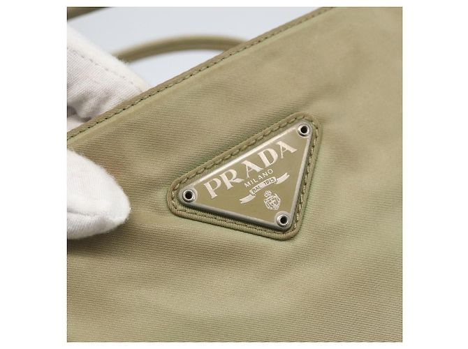 Borsa Tote PRADA Nylon Beige Argento Auth 157778 - vista 14