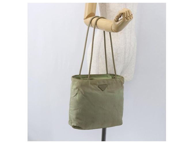 Borsa Tote PRADA Nylon Beige Argento Auth 157778 - vista 23