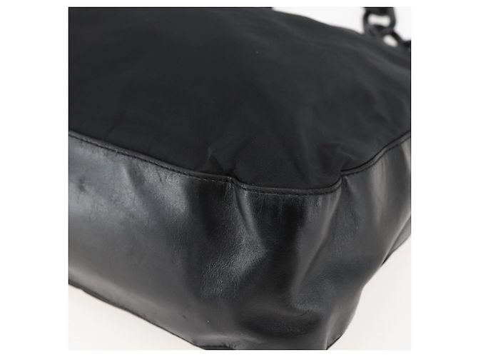 Borsa a spalla con catena Prada in nylon nero argento autentica kk583 - vista 10
