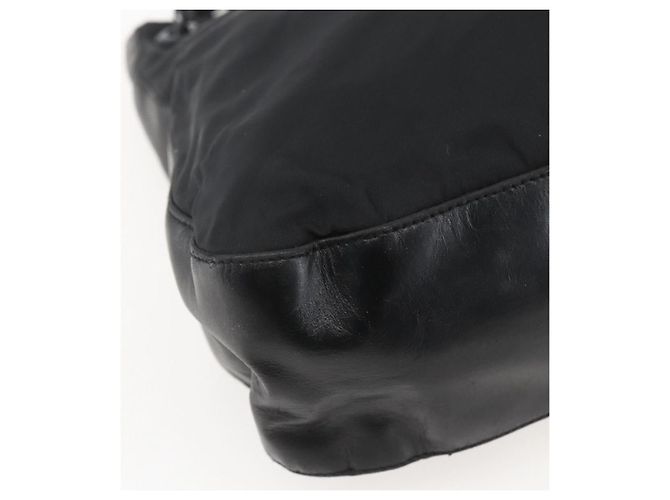 Borsa a spalla con catena Prada in nylon nero argento autentica kk583 - vista 11