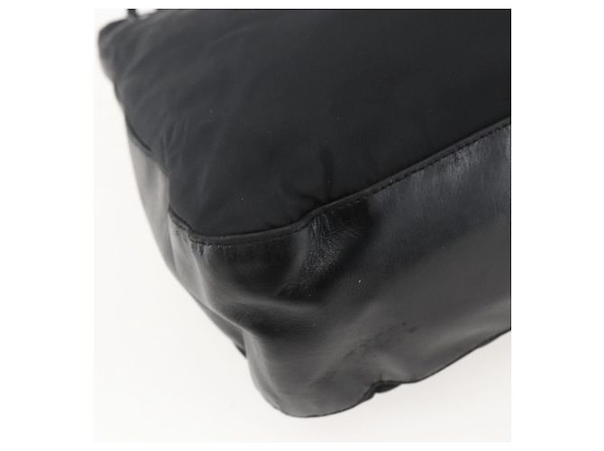 Borsa a spalla con catena Prada in nylon nero argento autentica kk583 - vista 13