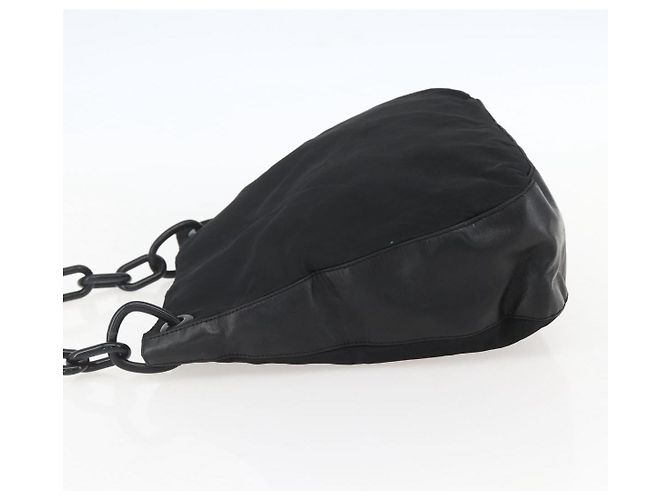 Borsa a spalla con catena Prada in nylon nero argento autentica kk583 - vista 4