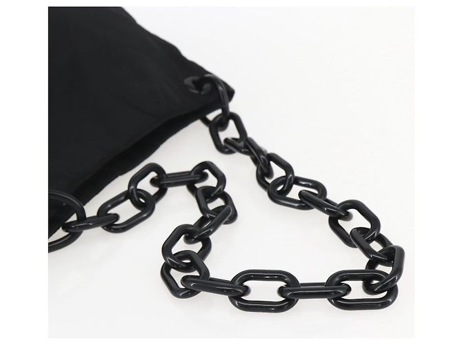 Borsa a spalla con catena Prada in nylon nero argento autentica kk583 - vista 7