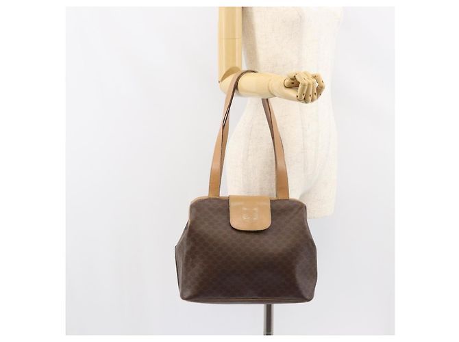 Céline Bolsa tote em lona Macadam CELINE em couro PVC marrom dourado Auth bs31514 - vista 22