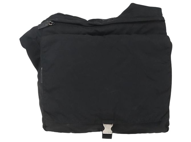 Bolsa de Ombro PRADA Nylon Preto Prata Autêntica 151621 - vista 13