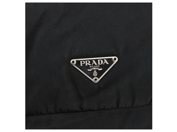 Bolsa de Ombro PRADA Nylon Preto Prata Autêntica 151621 - vista 18