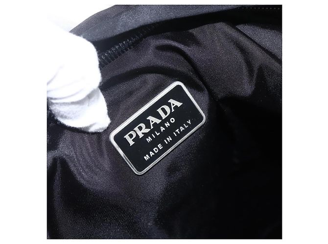 Bolsa de Ombro PRADA Nylon Preto Prata Autêntica 151621 - vista 19
