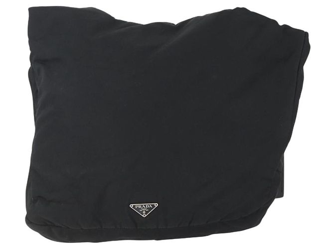 Bolsa de Ombro PRADA Nylon Preto Prata Autêntica 151621 - vista 2