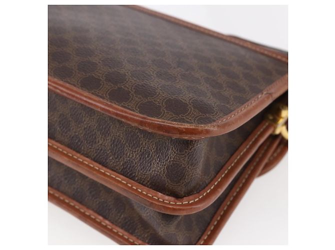 Céline Borsa a Spalla in Tela Macadam CELINE in Pelle PVC Marrone Oro Auth mr1621 D'oro - vista 15