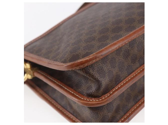 Céline Borsa a Spalla in Tela Macadam CELINE in Pelle PVC Marrone Oro Auth mr1621 D'oro - vista 16