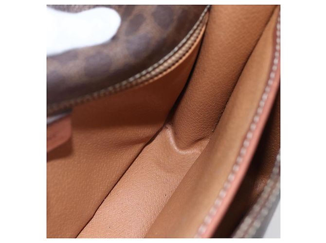 Céline Borsa a Spalla in Tela Macadam CELINE in Pelle PVC Marrone Oro Auth mr1621 D'oro - vista 20