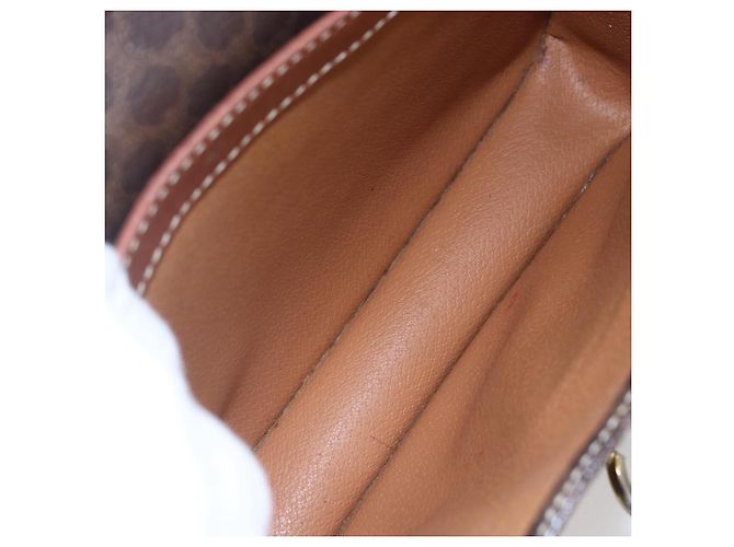 Céline Borsa a Spalla in Tela Macadam CELINE in Pelle PVC Marrone Oro Auth mr1621 D'oro - vista 22