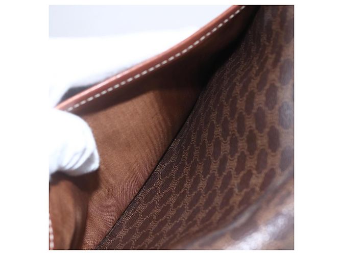 Céline Borsa a Spalla in Tela Macadam CELINE in Pelle PVC Marrone Oro Auth mr1621 D'oro - vista 23