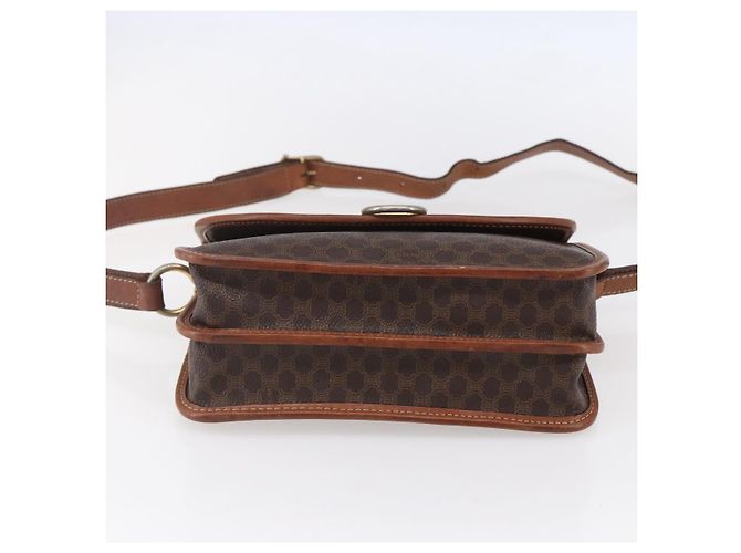 Céline Borsa a Spalla in Tela Macadam CELINE in Pelle PVC Marrone Oro Auth mr1621 D'oro - vista 5