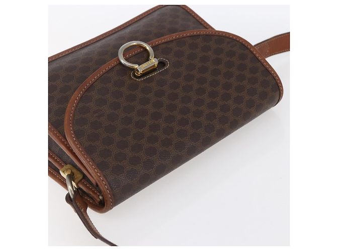 Céline Borsa a Spalla in Tela Macadam CELINE in Pelle PVC Marrone Oro Auth mr1621 D'oro - vista 6