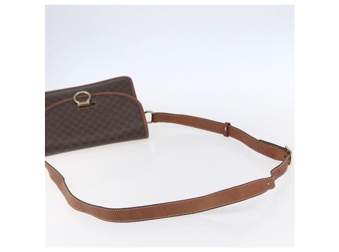 Céline Borsa a Spalla in Tela Macadam CELINE in Pelle PVC Marrone Oro Auth mr1621 D'oro - vista 7