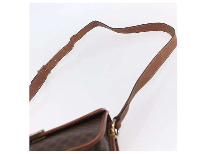Céline Borsa a Spalla in Tela Macadam CELINE in Pelle PVC Marrone Oro Auth mr1621 D'oro - vista 8