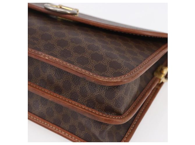 Céline Borsa a Spalla in Tela Macadam CELINE in Pelle PVC Marrone Oro Auth mr1621 D'oro - vista 9