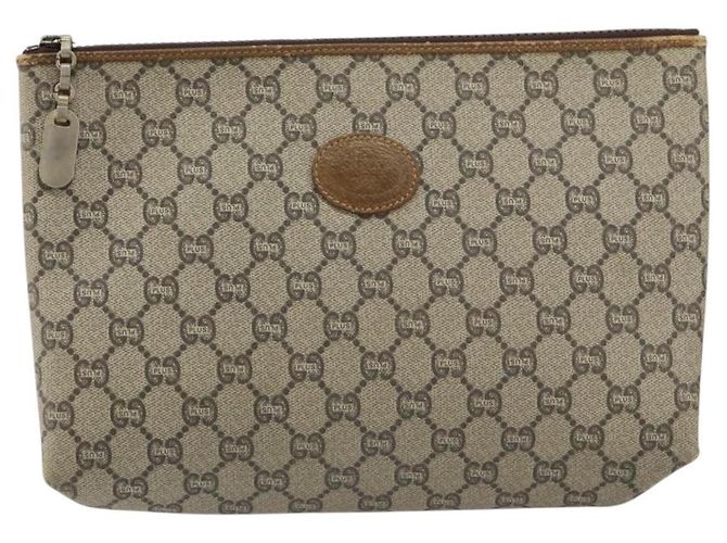 GUCCI GG Plus Supreme Clutch Bag PVC Beige Auth 151524 - vista 13