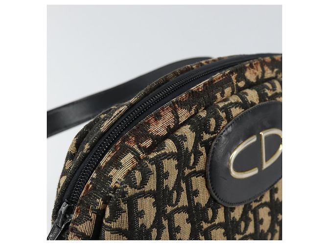 Borsa a Spalla in Tela Trotter Christian Dior Nero Oro Auth 155999 D'oro - vista 10