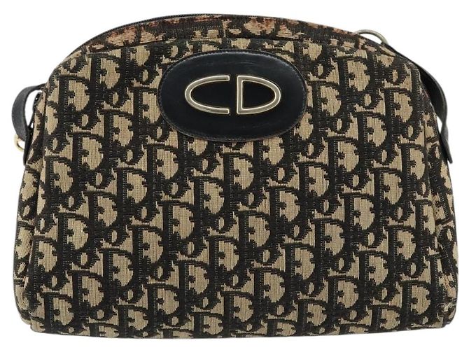 Borsa a Spalla in Tela Trotter Christian Dior Nero Oro Auth 155999 D'oro - vista 13