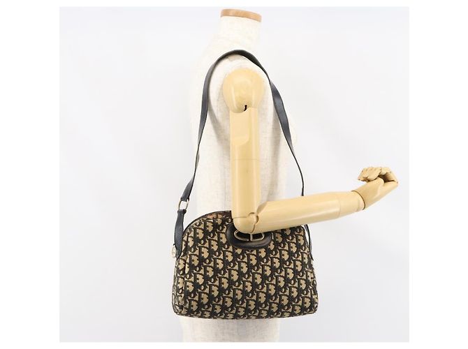 Borsa a Spalla in Tela Trotter Christian Dior Nero Oro Auth 155999 D'oro - vista 21