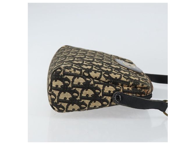 Borsa a Spalla in Tela Trotter Christian Dior Nero Oro Auth 155999 D'oro - vista 3