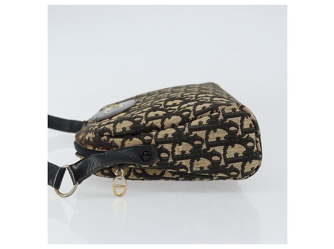 Borsa a Spalla in Tela Trotter Christian Dior Nero Oro Auth 155999 D'oro - vista 4